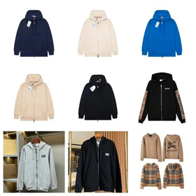 Burberry Solid Fitted Kapuzenjacke mit Reißverschluss-4343  