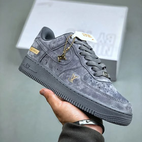 Nike Louis Vuitton LV Grau Wildleder Low-Top Casual Sportschuhe-2872